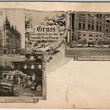 c1910s Lincoln, NE Gruss Lincoln Freie Presse Multi View Postcard Nebraska A40 picture