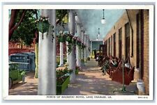 Lake Charles Louisiana LA Postcard Porch Of Majestic Hotel Exterior Scene 1944 picture