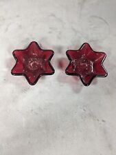 Pair of Ruby Red Indiana Glass Star and Candle Stick Candle Holders picture