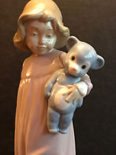Lladro, NAO 1978, Bianca & Her Bear Figurine Girl Teddy Bear Porcelain - 12 1/2