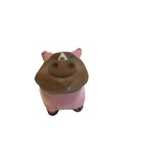 Studio Pottery Pig Clay Figurine Pink Glaze Brown Hog picture
