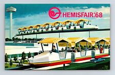 Postcard TX San Antonio Texas 1968 World's Fair Hemisfair Mini Monorail Art AH1 picture