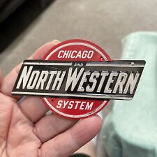 Metal Tin Chicago And North Western Railroad Plaque Vintage picture