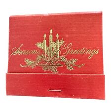 Vintage SEASON’S GREETINGS Matchbook 30 REAR STRIKE Matches Unstruck Match Texas picture