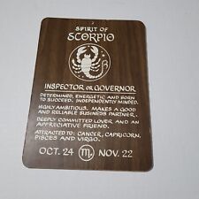 Vintage Zodiac Spirit Of Scorpio Plaque OCT24/NOV 22 Hanging Astrology Kitsch picture