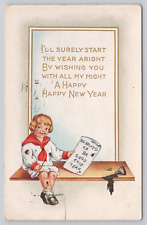 Vtg Embossed Post Card ''A Happy New Year