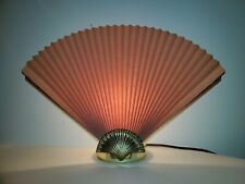 Brass Clamshell Seashell Table Lamp VTG Hollywood Regency Accordion Fan Pink picture