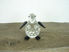 Faceted Glass Penguin Black Wings Feet Crystal Prism Figurine Paperweight 2.5