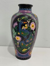 Antique Chinese or Japanese Art Deco Ceramic Vase w/ Birds & Flowers Decoration picture