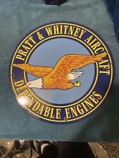 Porcelain Aviation Sign Vintage PRATT & WHITNEY Aircraft Dependable Engines picture