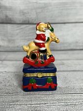 Vintage PHB Christmas Bear and Rocking Horse Hinged Trinket Box *NO CHARM* picture