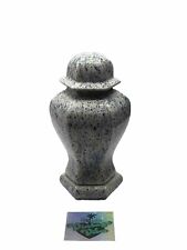 10” Ceramic Speckled Drip Glaze Ginger Jar With Pedestal & Lid / Keepsake Urn picture