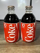 2x - RARE VTG COKE Coca-Cola Glass Bottle 10 Fl Oz Unopened Short 80s Styrofoam picture