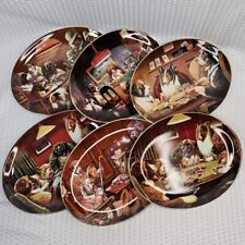 Franklin Mint Decorative Plate Collection Dogs Playing Cards Poker Set Of 6 picture