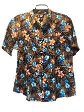 Lands’ End Men’s Size XL Hawaiian Shirt Multicolored 100% Linen picture