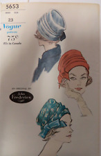 Vintage 1950's Vogue 5653 JOHN FREDERICS HAT Sewing Pattern Women ORIGINAL UNCUT picture
