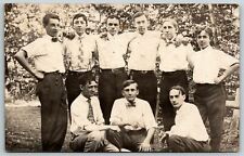 RPPC Real Photo Postcard Well Dressed Young Men On Mount Prospect Binghamton NY picture