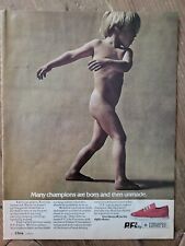 1974 Converse P.Fs Athletic tennis shoes nude boy child champion born vintage ad picture