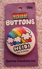 VINTAGE 1983 SONRISE CREATIONS Your Buttons RAINBOW PIN PINBACK Heidi picture