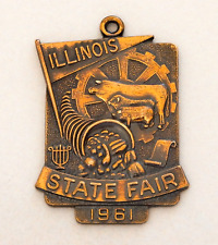 Illinois State Fair 1961 Charm Pendant Vintage Copper Tone Pig Souvenir Travel picture