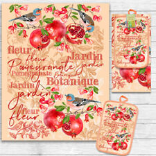 Pomegranate KITCHEN TOWEL AND POTHOLDER SET, COTTON/LINEN BLEND,RUSSIAN MADE picture