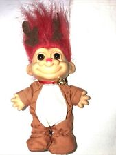 Troll Russ Reindeer Rudolph Doll Christmas Holiday Red Hair 5” Bell Collectible picture