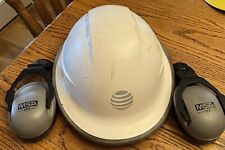 AT&T Hard Hat With EAR PROTECTION Set Telephone MSA Construction Helmet USA ATT picture