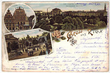3-View Gruss about Riga, Latvia, 1902 to Germany, PW #233, overaddressed picture