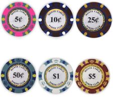 MICRO STAKES Cash Game Monte Carlo Poker Chip Set Bulk 5 Cent/10 Cent Blinds picture