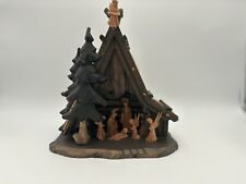 OBERAMMERGAU Vintage Hand Carved Wood Nativity Scene 11” Tall picture
