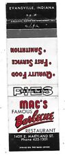 Mac's Famous Barbecue Restaurant-Evansville, Indiana Vintage Matchbook Cover picture