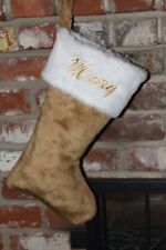 Antique Gold/Tan Custom Embroidered, Personalized Christmas Plush Stockings 19