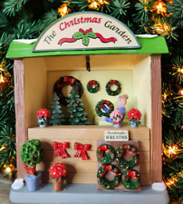 Lemax CHRISTMAS GARDEN MARKET BOOTH Christmas trees wreath (Lit) #14908 NEW picture