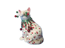 Amy Lacombe 2004 Holiday Belle Porcelain Cat W/ Jingle Bell Collar #87110 5.5