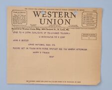 Harry S. Truman Telegram, 1930's. To Friend & Sect Of The Treasury - John Snyder picture