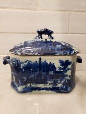 Antique Vintage Victoria Stoneware Blue Porcelain  Lidded Box picture