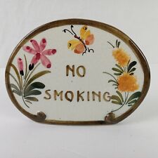 Vtg No Smoking Floral Bassano ABC Plaque Sign Desk Free Standing Ceramic picture