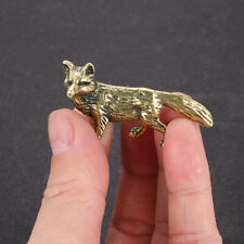 Miniature Solid Brass Fox Figurine Tea Pet Ornament Crafts Vintage Animal Statue picture