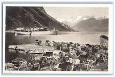 Øye Innlandet Norway Postcard Horse Carriages Mountain Steamer c1930s RPPC Photo picture