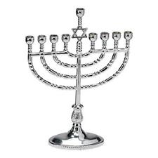  Chanukah Mini Menorah Set with Candles - Aluminum Hanukkah Menorah 4.25