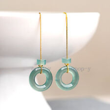 Natural Certified A Jade Blue Water Jade S925 Silver Jade Earrings Gift Jewelry picture