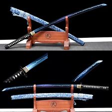 BLUE COLOR THUNDER 1095 HIGH CARBON STEEL BLADE JAPANESE SAMURAI SWORD SHARP picture