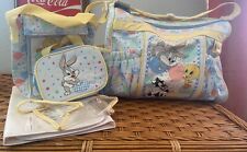 Vintage Looney Tunes 2000 Y2K Diaper Bag Set Vinyl Baby Bugs And Friends RARE picture