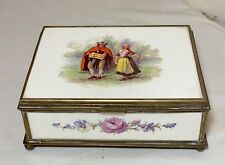 antique 19th century hand painted porcelain bronze French Faience jewelry Box picture