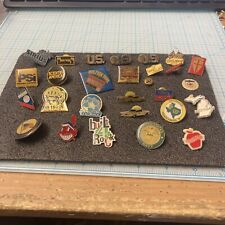 USED Misc Lot of 28 Vtg. and Modern US Pins. Various Sizes/Shapes. Metal/Plastic picture