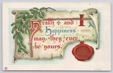 Health and Happiness Christmas Greetings Embossed Divided Back Postcard picture
