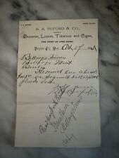 1897 Virginia City Montana S.R, Buford & Co. Liquor Tobacco Store Invoice picture
