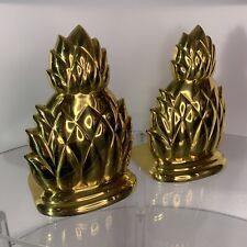 Vintage Solid Brass Pineapple Shaped Bookends GATCO Made in India ~ 6.5