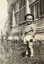 Vintage Photo Farm House Child Boy Country Life Snapshot picture