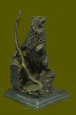Roaring Kodiak Grizzly Russian Bear Bronze Marble Statue Sculpture Figurine Sale picture